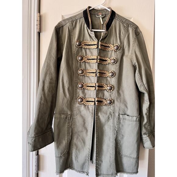 Free People Military-style Passenger Jacket Small Moss Green Fashion Long Coat - Picture 2 of 16